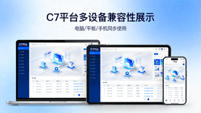 C7平台多设备兼容性展示：电脑、平板、手机同步使用